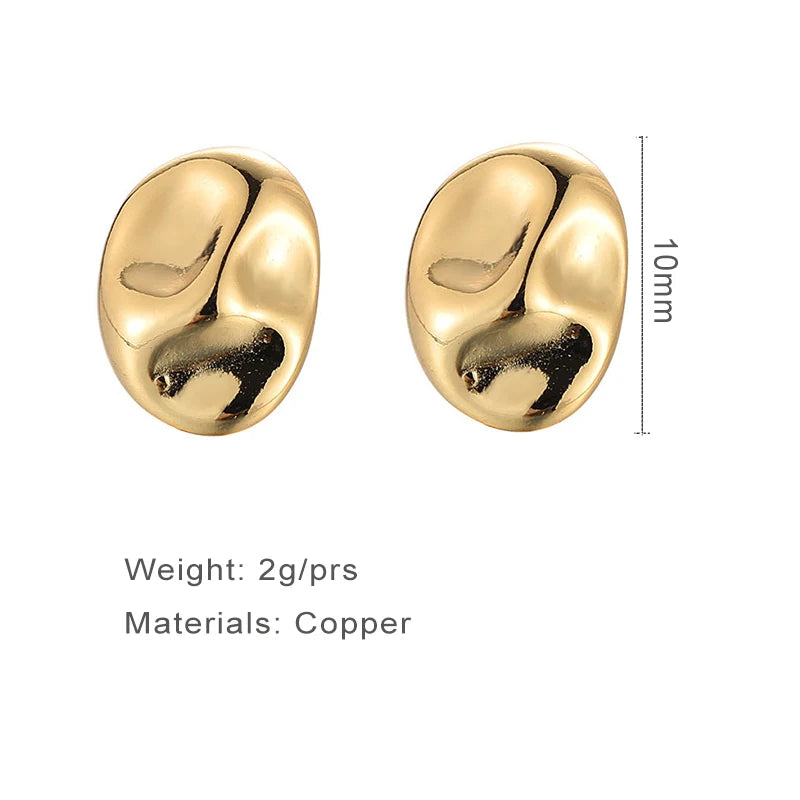 Irregular Metal Cute Earrings For Women Small Size Copper Fashion Trendy Jewelry New Designer Fancy Accessories Party Gift C1382