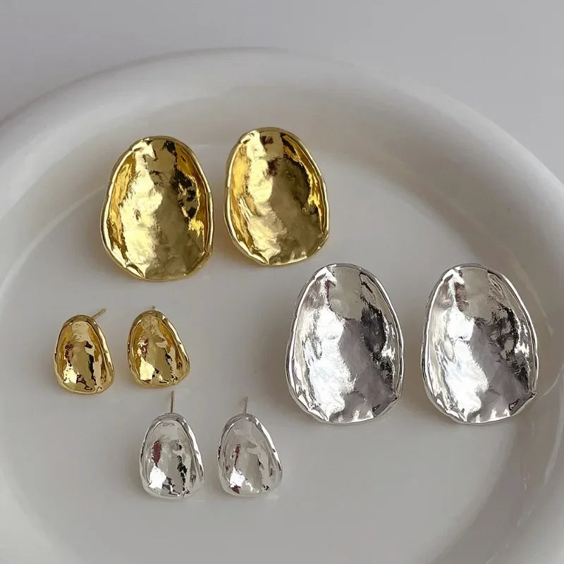 Bilandi Fashion Jewelry Two Size Metallic Stud Earrings For Women Female Gift Simply Design Accessories