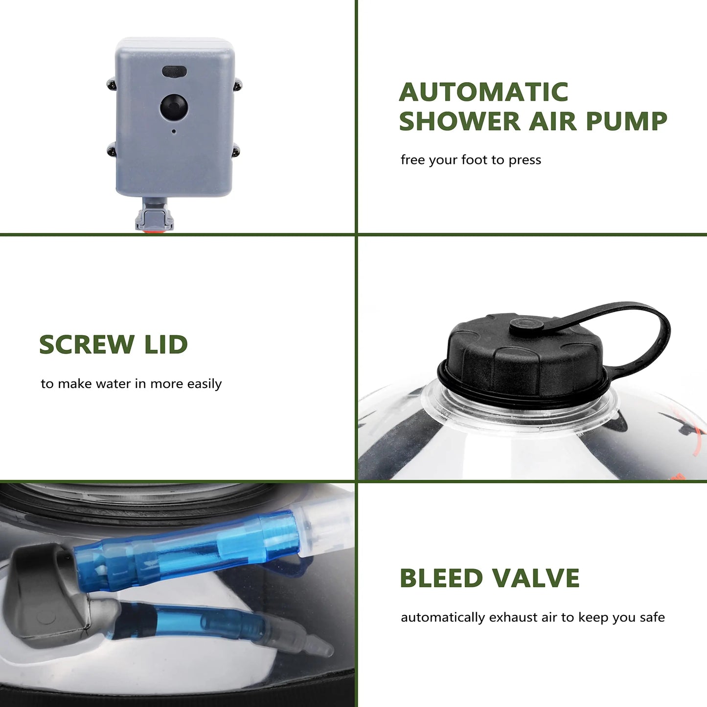 Camping Shower Bag Heated Folding Outdoor Bath Water Bag PVC Inflatable Auto Pressure Pump For Travel Hiking Washing Tools