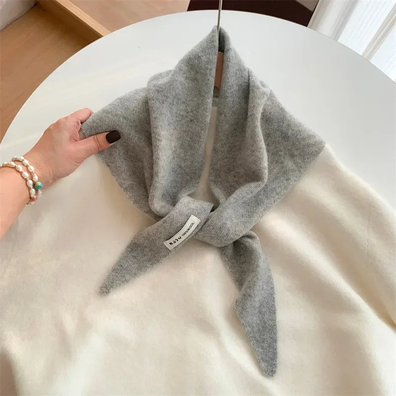 British Korean Triangle Scarf Niche Wool Triangular Scarf Women Headscarf Knitted Scarf Multi-functional Warm Knitted Scarf