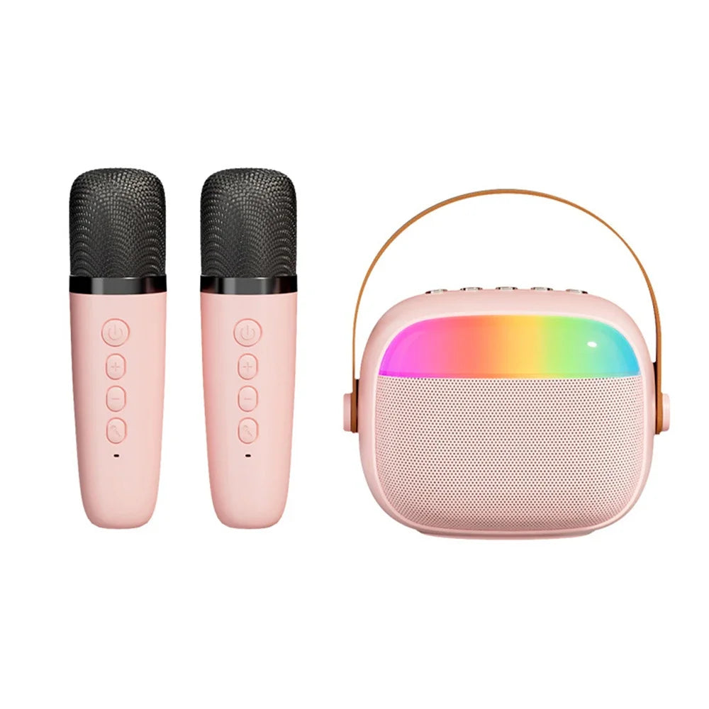 Portable Home Microphone And audio All-in-one Singing Karaoke With 2Mic Wireless Bluetooth Handheld Speaker Children's Gifts 
