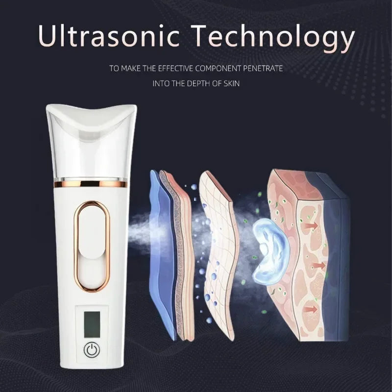 Nano Facial Sprayer Mini Humidifier Portable Wireless Cool Mist Maker Fogger Hydration Humidifier Skin Care UsB Rechargeable Spa