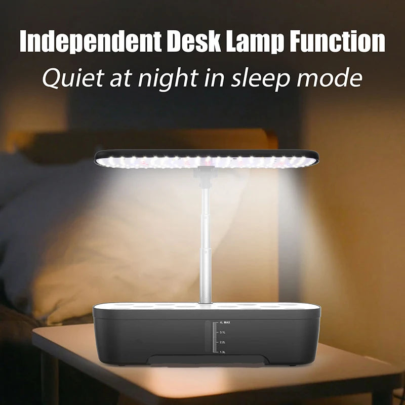 6-Plants Indoor Hydroponics System Herb Planting Pot/Black Planters Kit Led Plant Lamp Soilless Cultivation Vegetable Box
