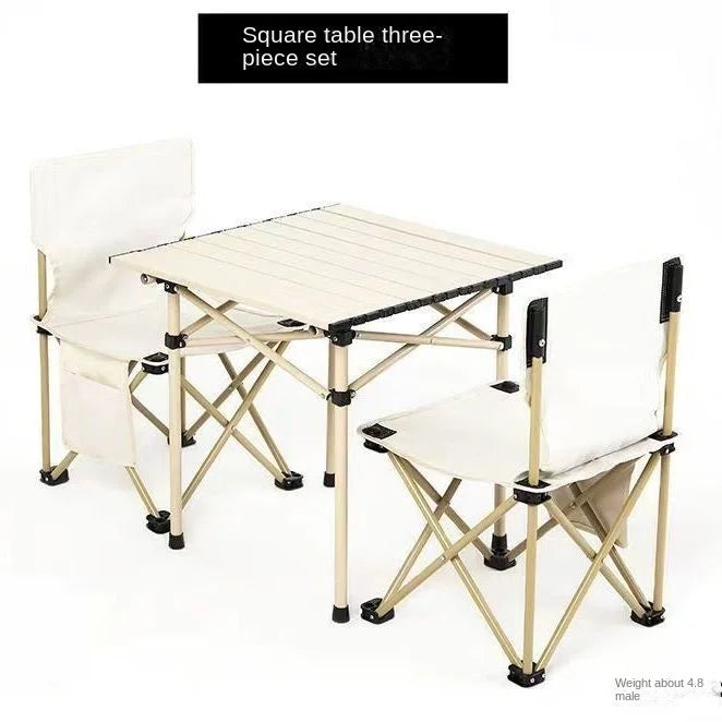 Outdoor Tables With Chairs Aluminum Alloy Portable Folding Cable Light Leisure Egg Roll Table Camping Picnic Vehicle Car Mobile