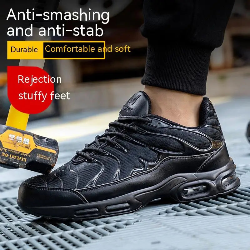 New Men Safety Shoes Steel Toe Sneaker Sport Air Cushion Reflective Work Safety Boots Man Puncture Proof Work Shoes Anti-smash