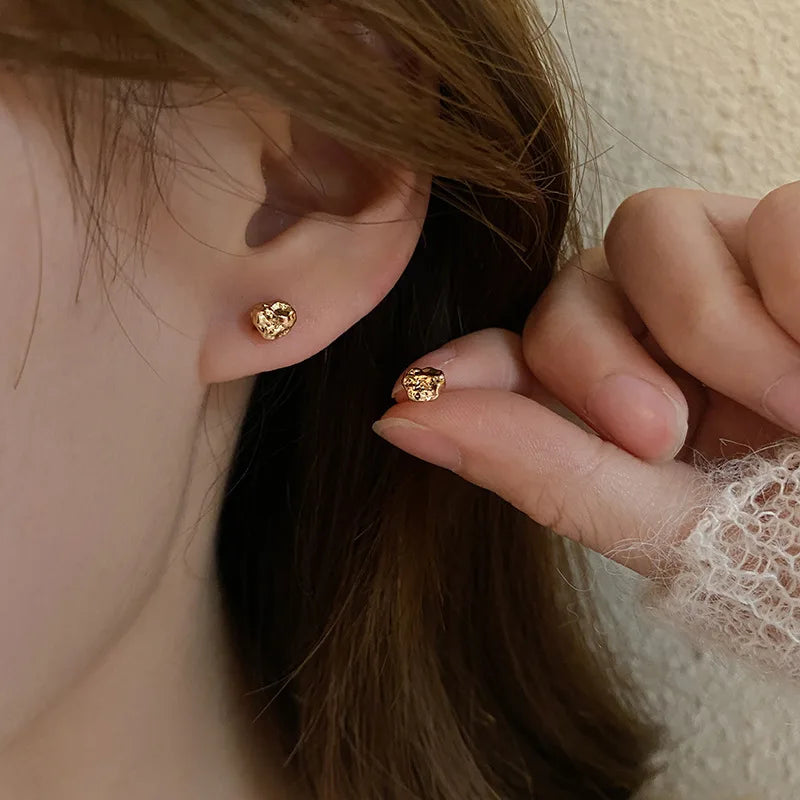 Bilandi Trendy Jewelry Mini Stud Earrings 925 Silver Needle Simply Design Hot Sale Delicate Metal Gold Color Earrings For Women