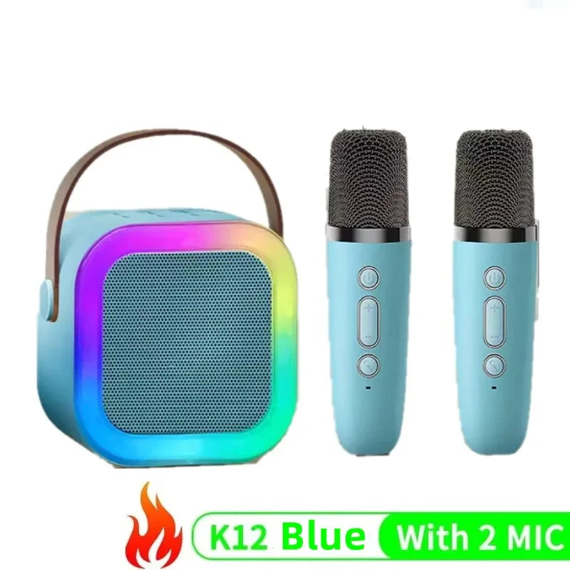 K12 Karaoke Machine Portable Bluetooth 5.3 PA Speaker System with 1-2 Wireless Microphones Home Family Singing Children's Gifts