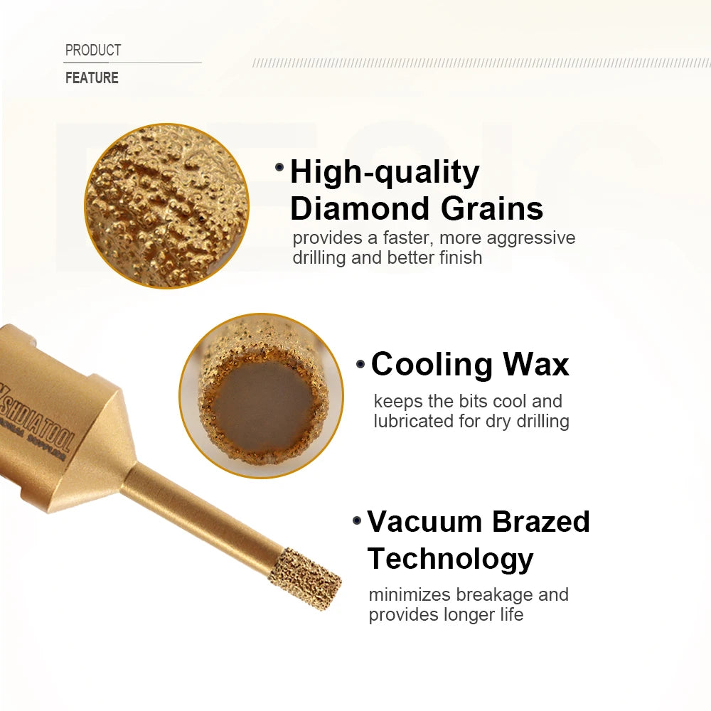 SHDIATOOL 1/2/5pcs Diamond Drill Bits Core Bits 6/8/10/12/14/16mm Porcelain Ceramic Granite Marble Hole Saw M14 Angle Grinder