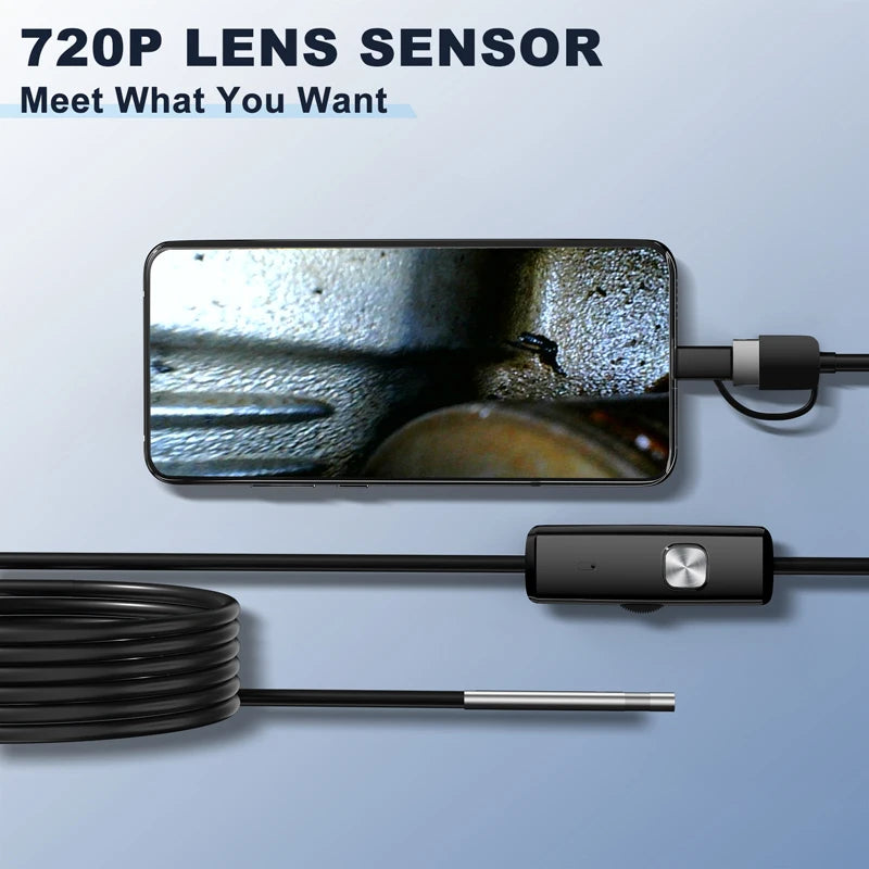 3.9mm 3 in1 Industrial Endoscope Camera for Android Phones HD1080P Waterproof Single Dual Lens Rigid Inspection Sewer Car Camera