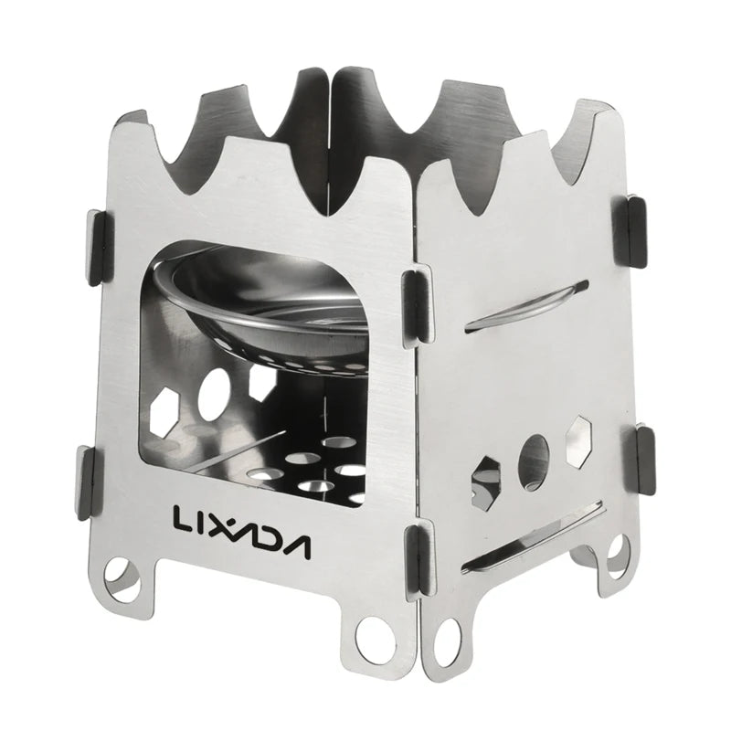 Lixada Titanium/Stainless steel Outdoor Camping Stove Portable Ultralight Folding Wood Stove Pocket Stove Camping Fishing Hiking