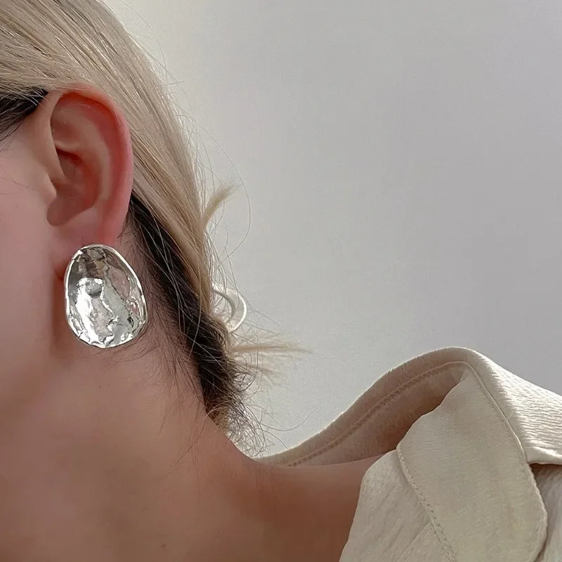 Bilandi Fashion Jewelry Two Size Metallic Stud Earrings For Women Female Gift Simply Design Accessories