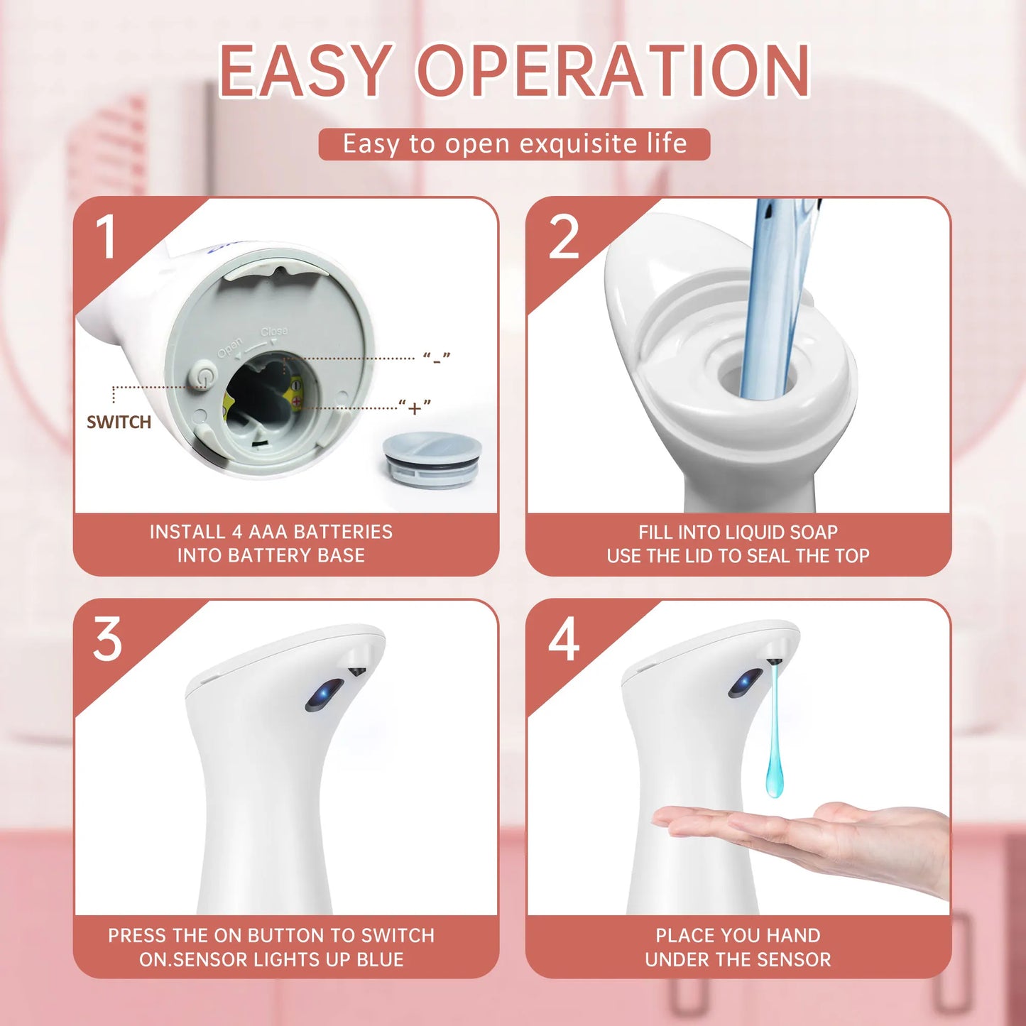 Xiaomi Automatic Sensor Soap Dispenser Infrared Sensing 6.76 oz Battery Powered for Bathroom Kitchen Sink Hotel and Restaurant