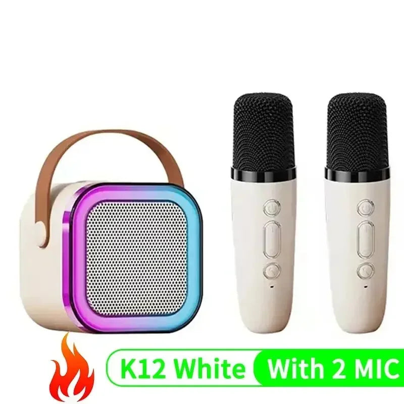 K12 Karaoke Machine Portable Bluetooth 5.3 PA Speaker System with 1-2 Wireless Microphones Home Family Singing Children's Gifts