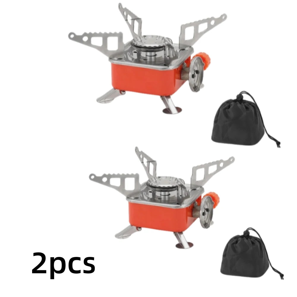2pcs Outdoor Mini Square Cooktop Portable Folding Gas Cooktop Card Camping Cookware Ultra Light Travel Hiking Equipment