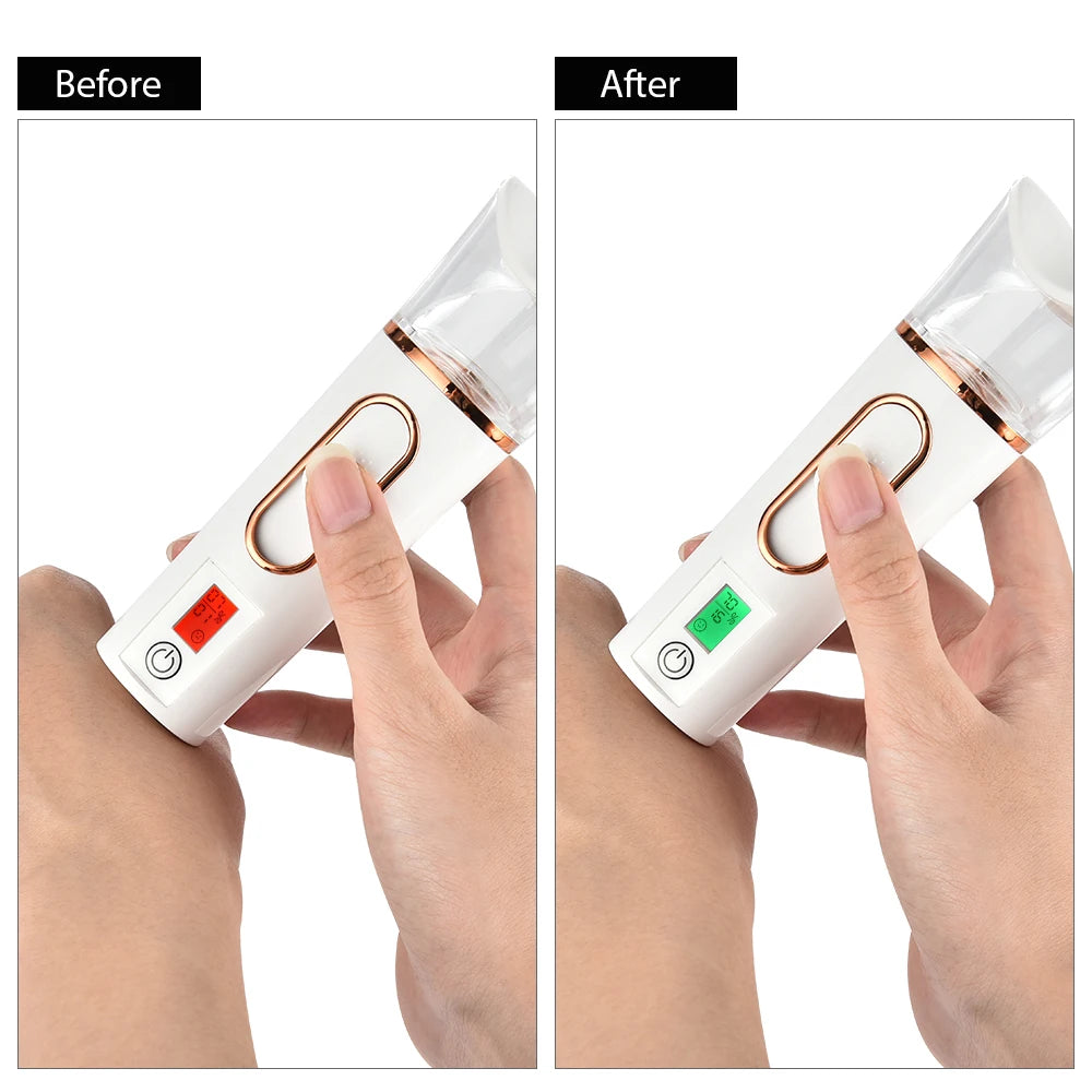 Nano Facial Spray with Skin Test Display, Portable Mini Humidifier Moisturizing Skin Face Steamer Nanomist Hydration Water Spa