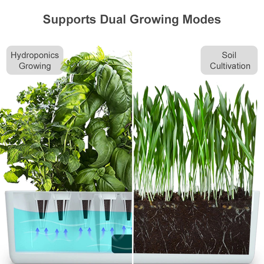 Smart Hydroponics Growing System Indoor Garden Kit 9 Pods Automatic Timing with Height Adjustable 15W LED Grow Lights