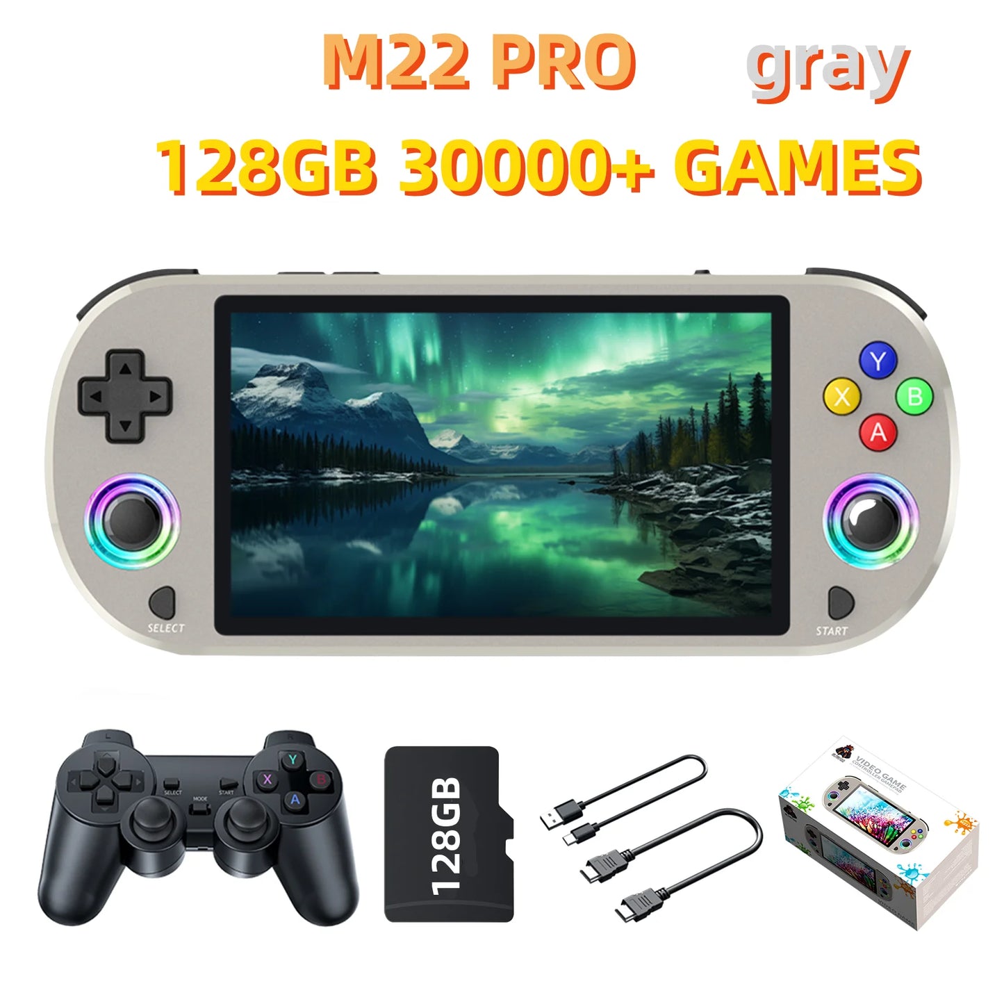 New M22 Pro Retro Handheld Game Console 5.0 Inch IPS Screen 1920*1080 Display Support LINUX Emelec 4.3 for PSP Portable Pocket V