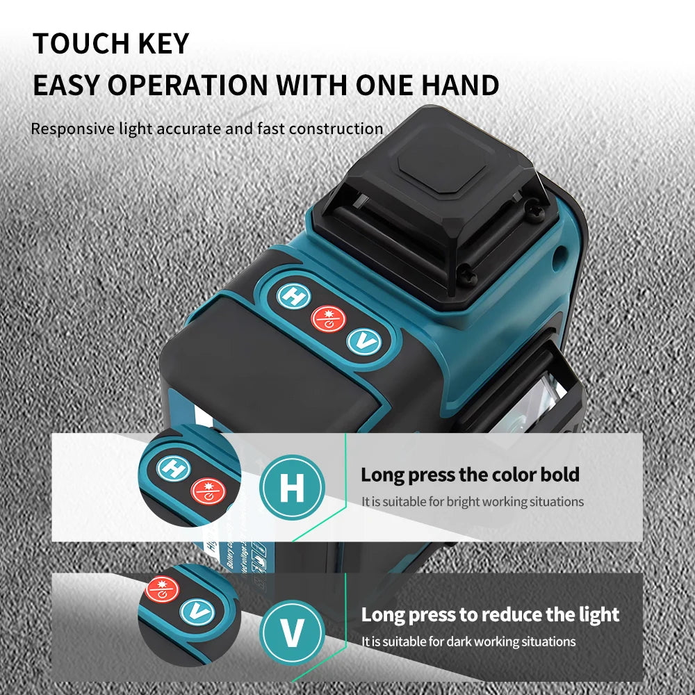 Makita High-Precision 16-Line 360 Horizontal Vertical Cross Level Green Light Laser High-Precision Wall-Mounted Portable Tool