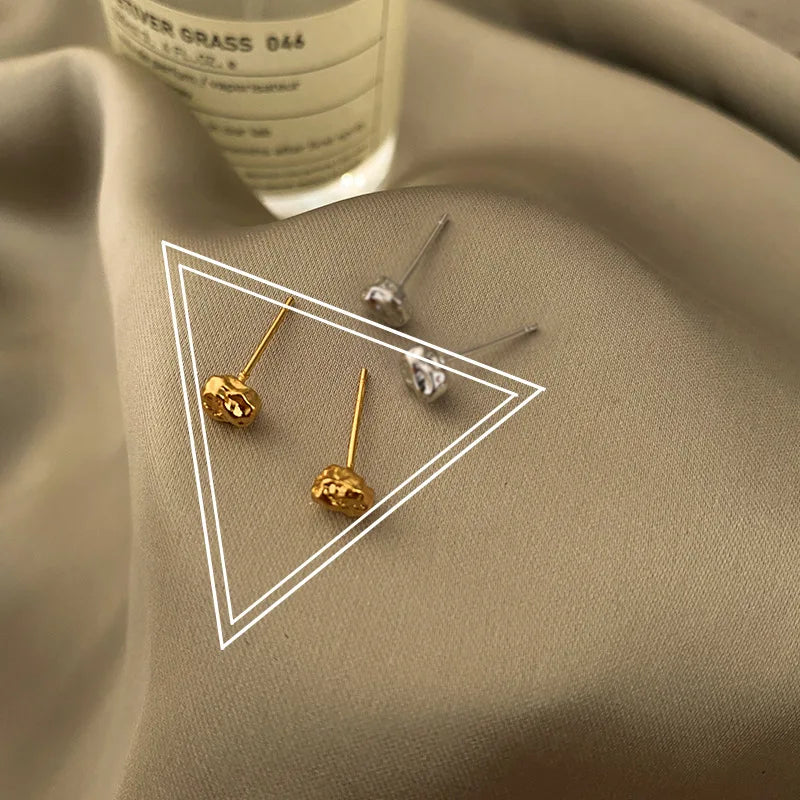 Bilandi Trendy Jewelry Mini Stud Earrings 925 Silver Needle Simply Design Hot Sale Delicate Metal Gold Color Earrings For Women