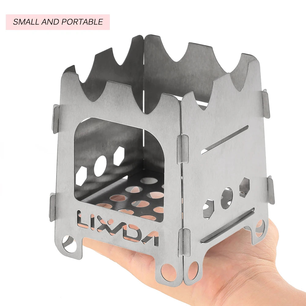 Lixada Titanium Outdoor Camping Stove Portable Ultralight Folding Wood Stove Pocket Stove Camping Fishing Hiking