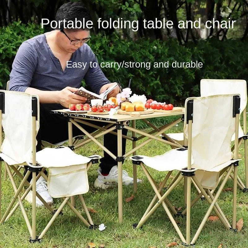 Outdoor Tables With Chairs Aluminum Alloy Portable Folding Cable Light Leisure Egg Roll Table Camping Picnic Vehicle Car Mobile