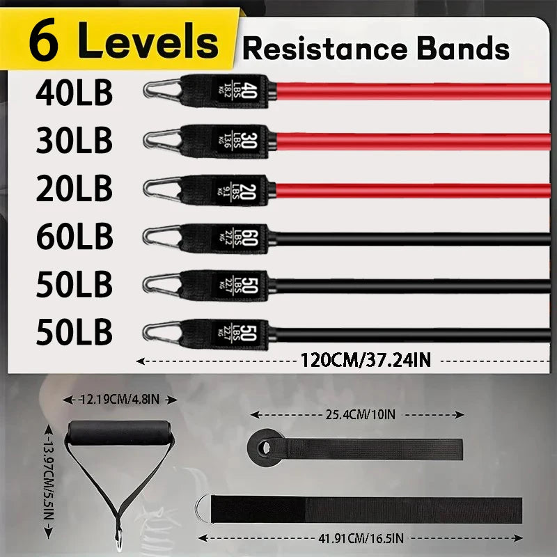Multi Functional Resistance Exercise Set, Tension Rope, Fitness Tension Belt, Elastic Rope, and Portable Fitness Equipment