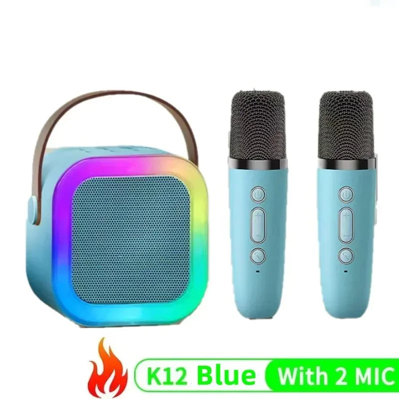 K12 Bluetooth speaker small karaoke machine portable speaker with 1-2 wireless microphones home family singing children's gift