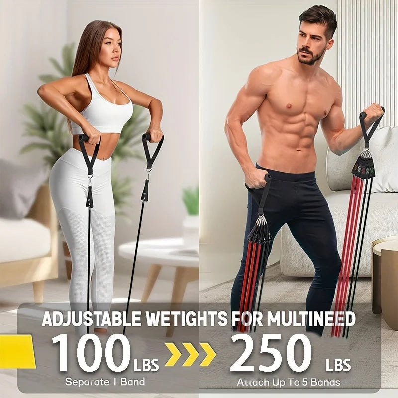 Multi Functional Resistance Exercise Set, Tension Rope, Fitness Tension Belt, Elastic Rope, and Portable Fitness Equipment
