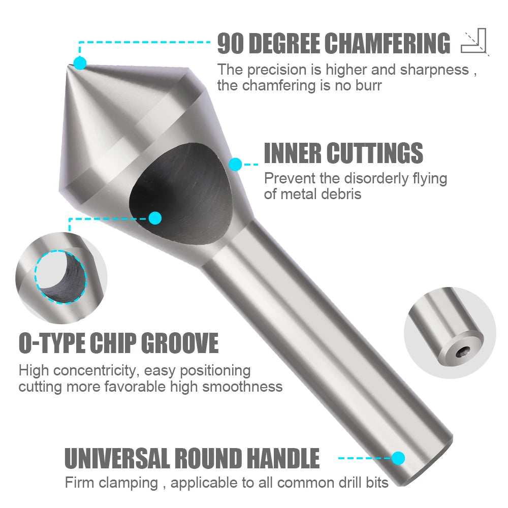 CMCP HSS Deburring Chamfering Cutter Countersink Drill Bits Smooth Hole Metal 90 Degree Round Shank Hole Cutter For Metalworking