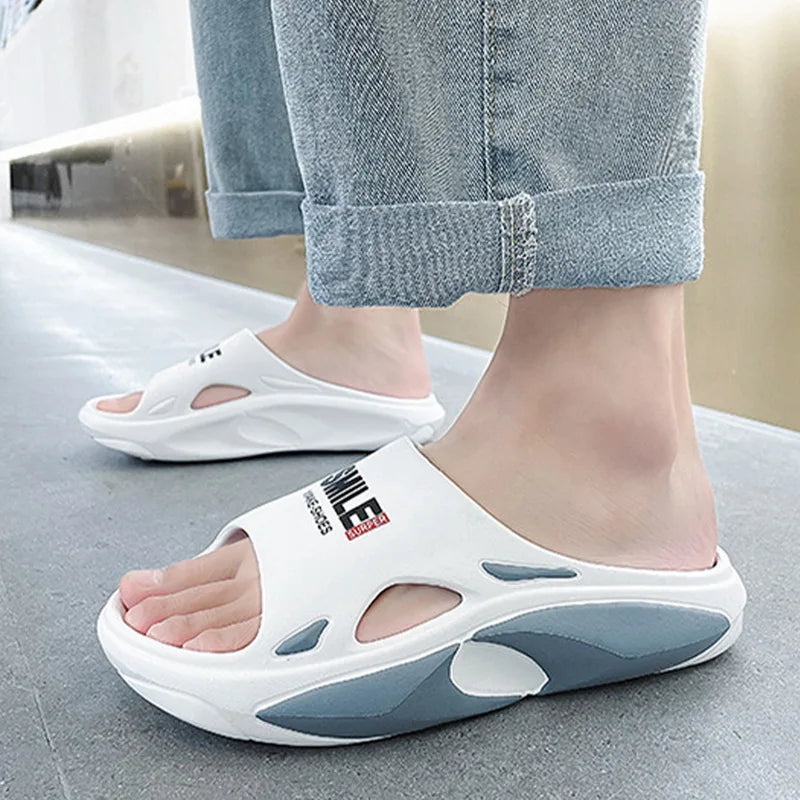 Shevalues New Fashion Men Slippers Summer 2023 Outdoor Beach Slipper Soft Wear-resistant Trendy Slides Home Comfort Flip Flops