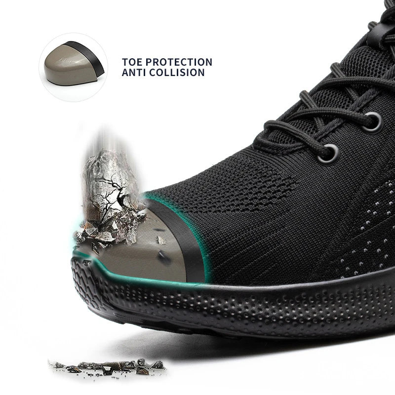 Man Safety Shoes Puncture-Proof Work Sneakers Lightweight Work Shoes Men Steel Toe Anti Smash Safety Boots Indestructible Shoes