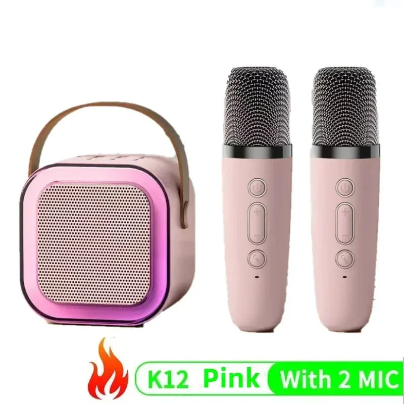 K12 Bluetooth speaker small karaoke machine portable speaker with 1-2 wireless microphones home family singing children's gift