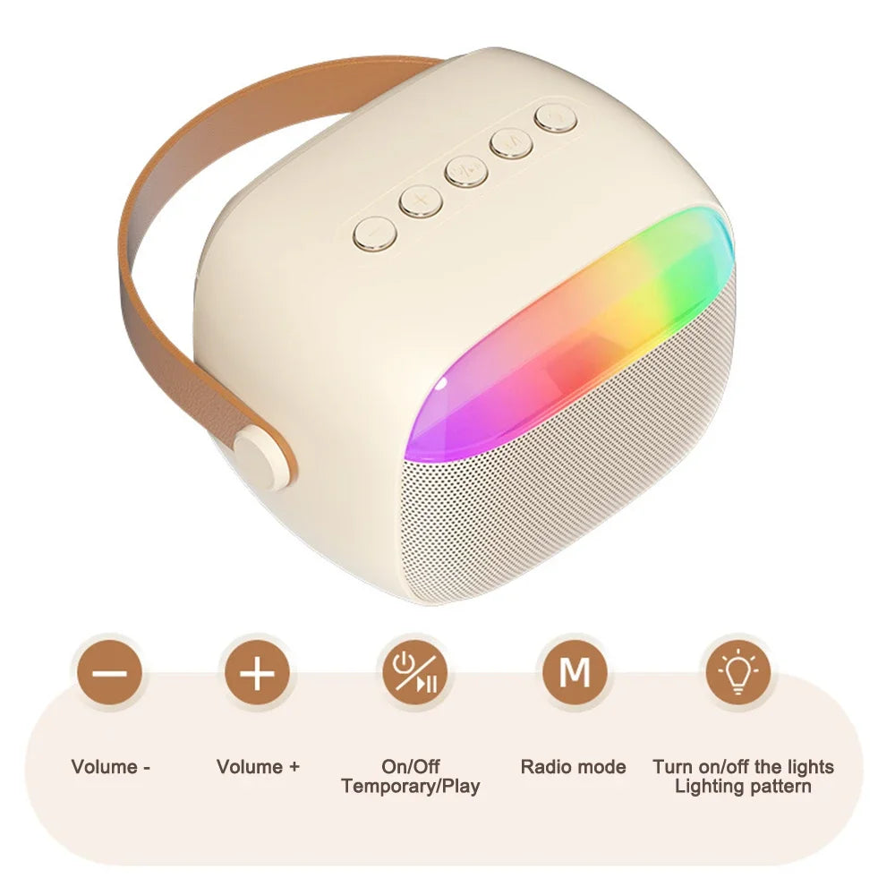 Portable Home Microphone And audio All-in-one Singing Karaoke With 2Mic Wireless Bluetooth Handheld Speaker Children's Gifts 