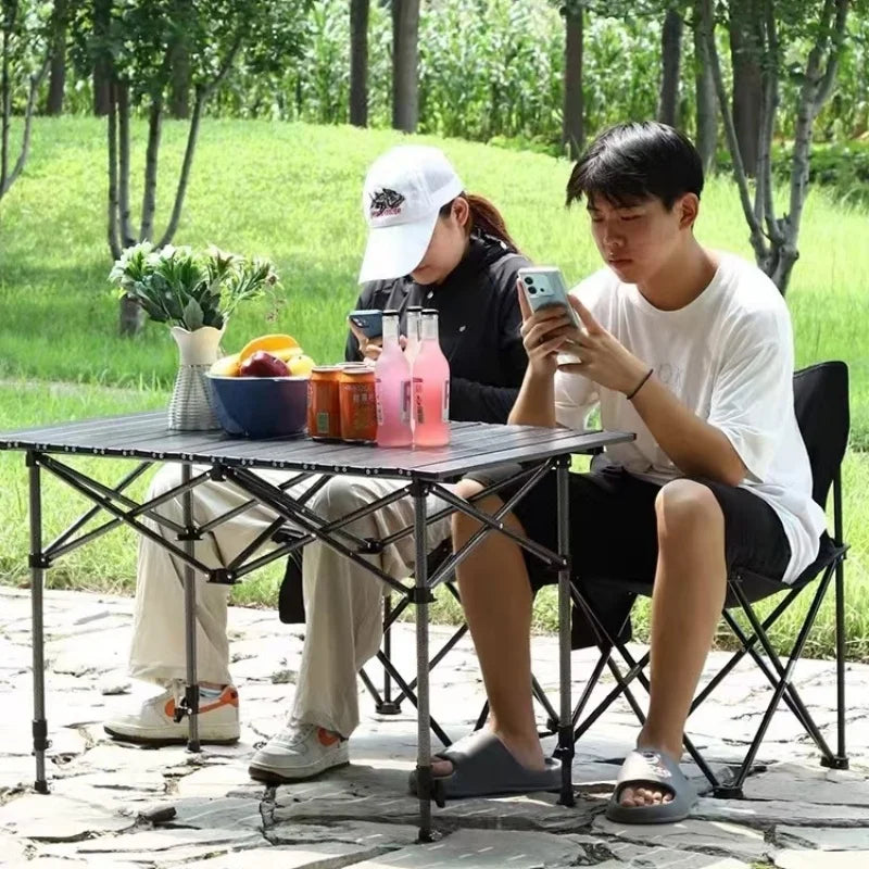 Outdoor Folding Long Table Practical Height Adjustable Camping Table Portable Lightweight Roll Tables With Storage Drawer