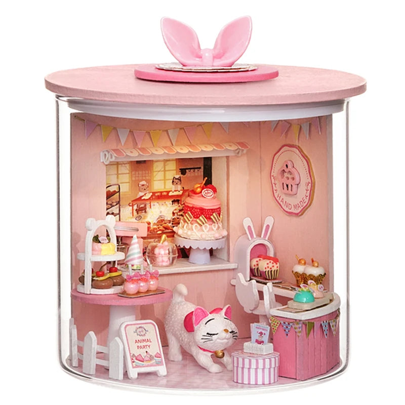 Doll House Miniature Furniture Diy Wood Dollhouse Miniatures Children Toys Girl Birthday Gifts Diorama Christmas Toy Gift