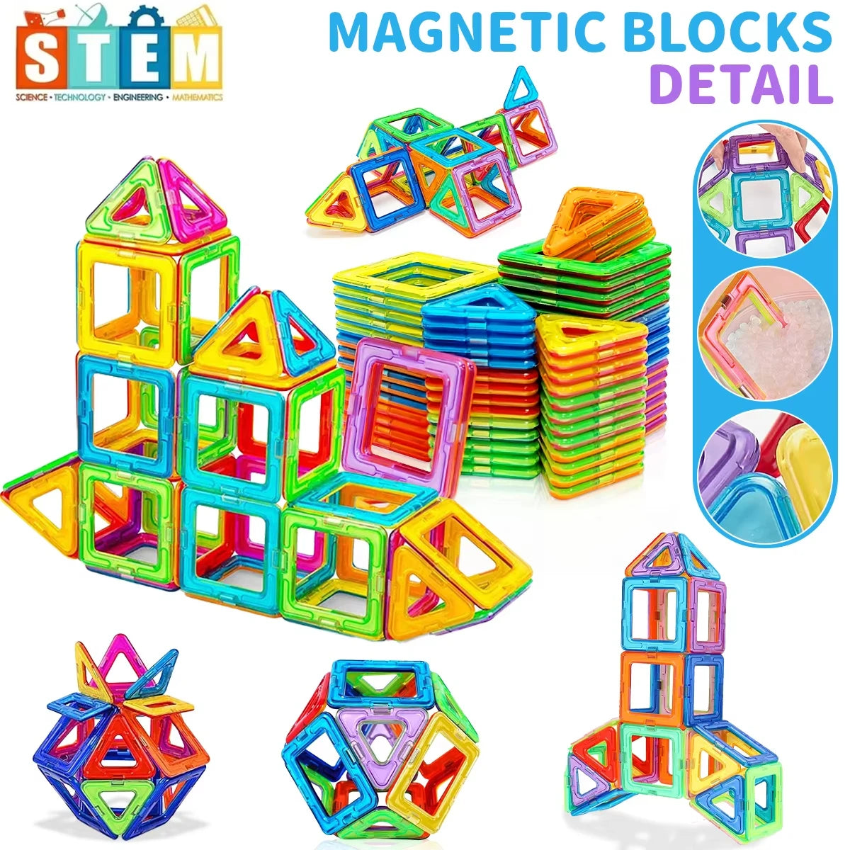 Big Size 148PCS Magnetic Building Blocks STEM Educational Constructor Set Toys for Learning and Birthday Boys Girls Kids Gifts