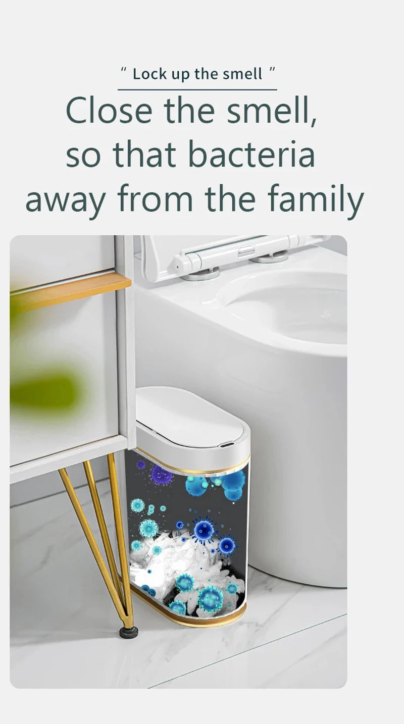 7L Smart Sensor Trash Can For Kitchen Garbage Tin For Bathroom Light Luxury Family Living Room Cracks Trash Bin Cubo Basura
