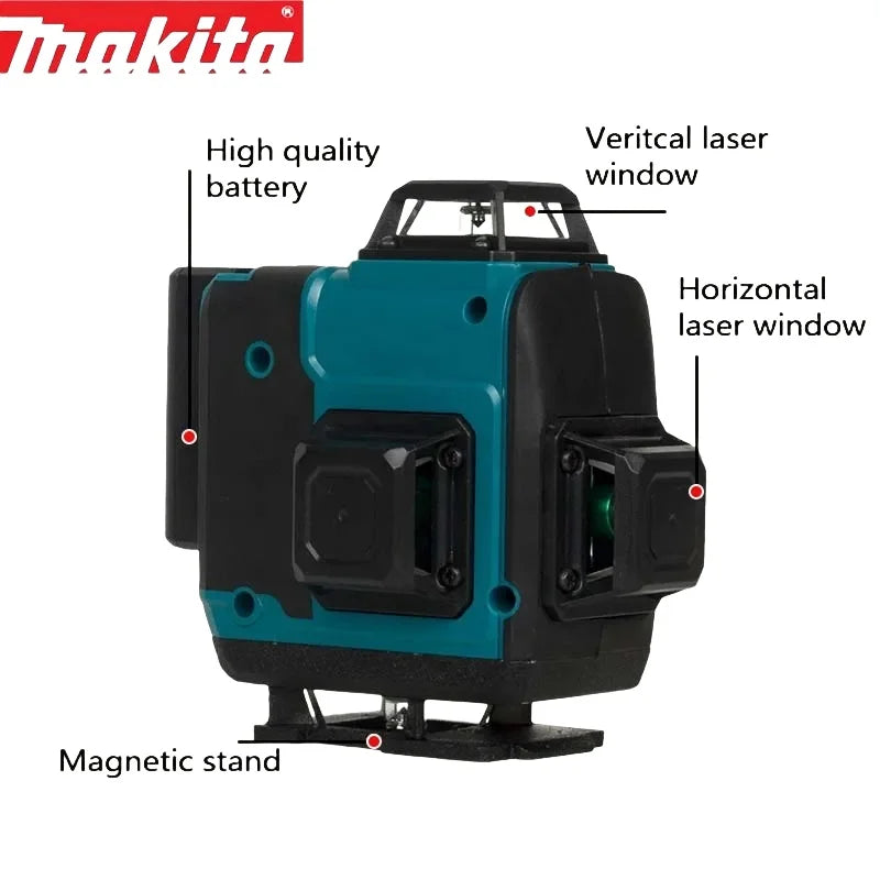 Makita 3D-4D 16Lines Laser Level 12V MAX CXT XPT Lithium-Ion Self-Leveling 360° 3-Plane Green Laser Level Measuring Instrument