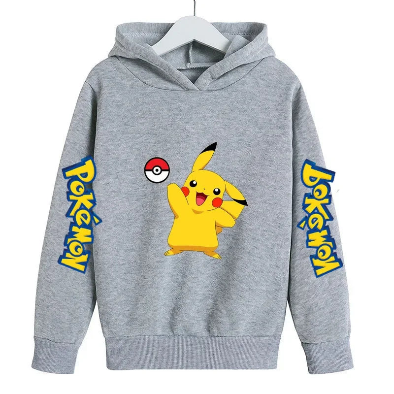 2024 Pokémon Pikachu Hoodies Sportwear Outdoor Sports Hooded Sports Shirt Casual Street Sweater Boys and Girls Birthday Gift