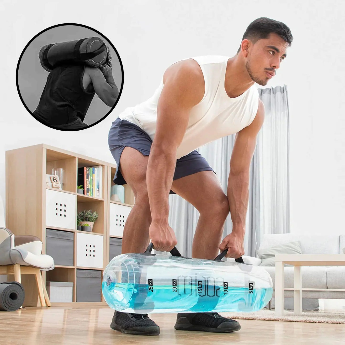 Fitness Water Bag Exercise Home Gym Weightlifting Core Training Bodybuilding Weighted Squat Equipment Exercise Tool Unisex