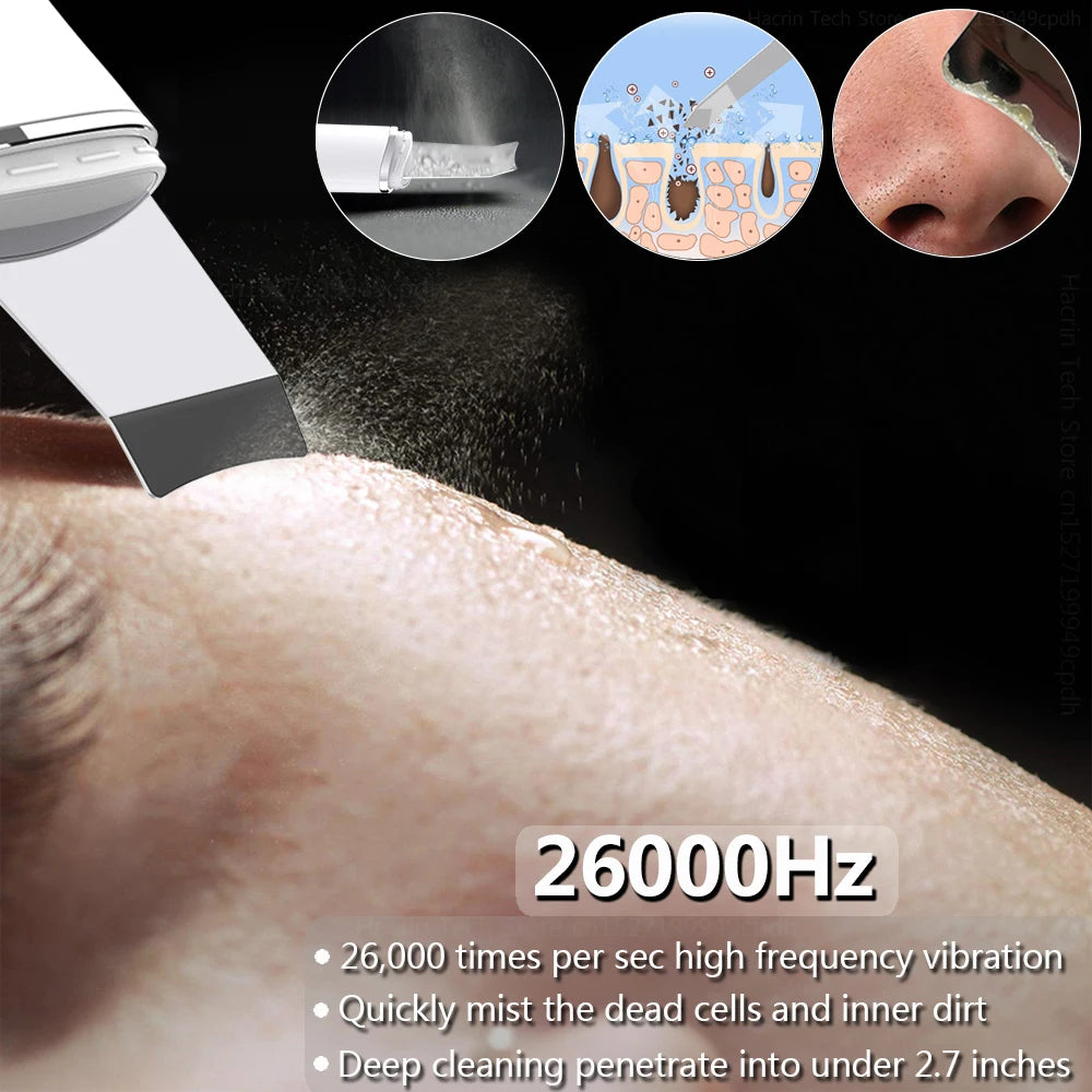 Ultrasonic Cleaner Peeling Remover Blackhead Facial Skin Scrubber Facial Shovel Deep Cleaning Face Lifting Removal Pore Acne EMS