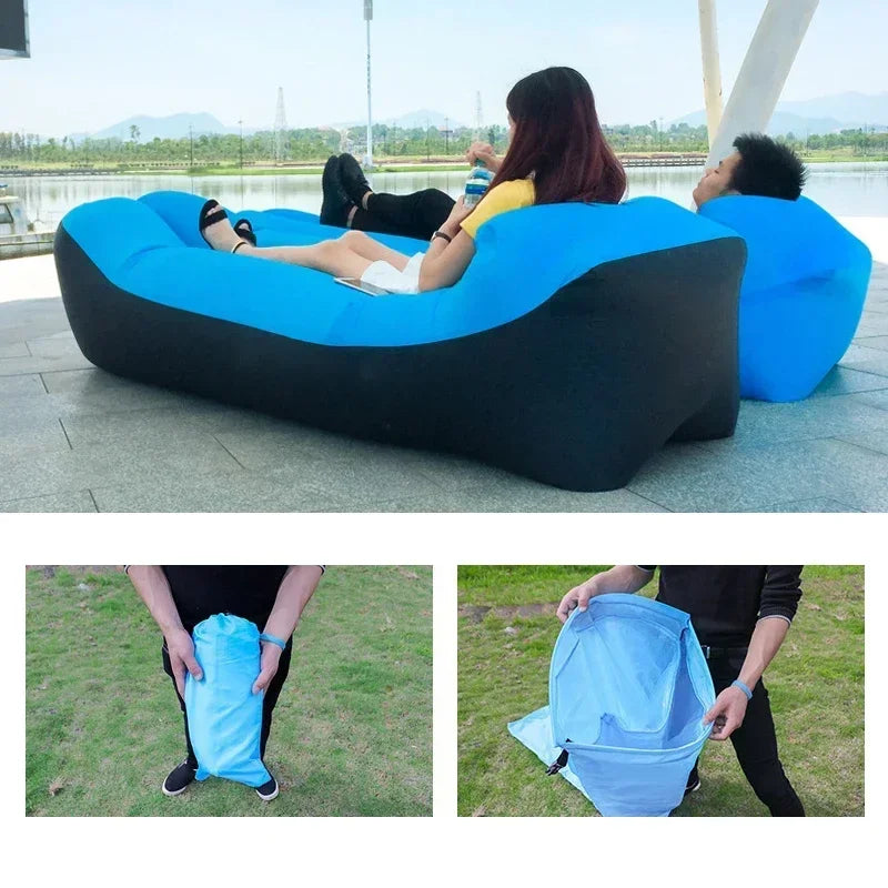 240*70cm Outdoor Sofa Bed Fast Infaltable Air Good Quality Sleeping Bag Inflatable Air Bag Lazy Bag Beach Sofa Camping Chair 의자
