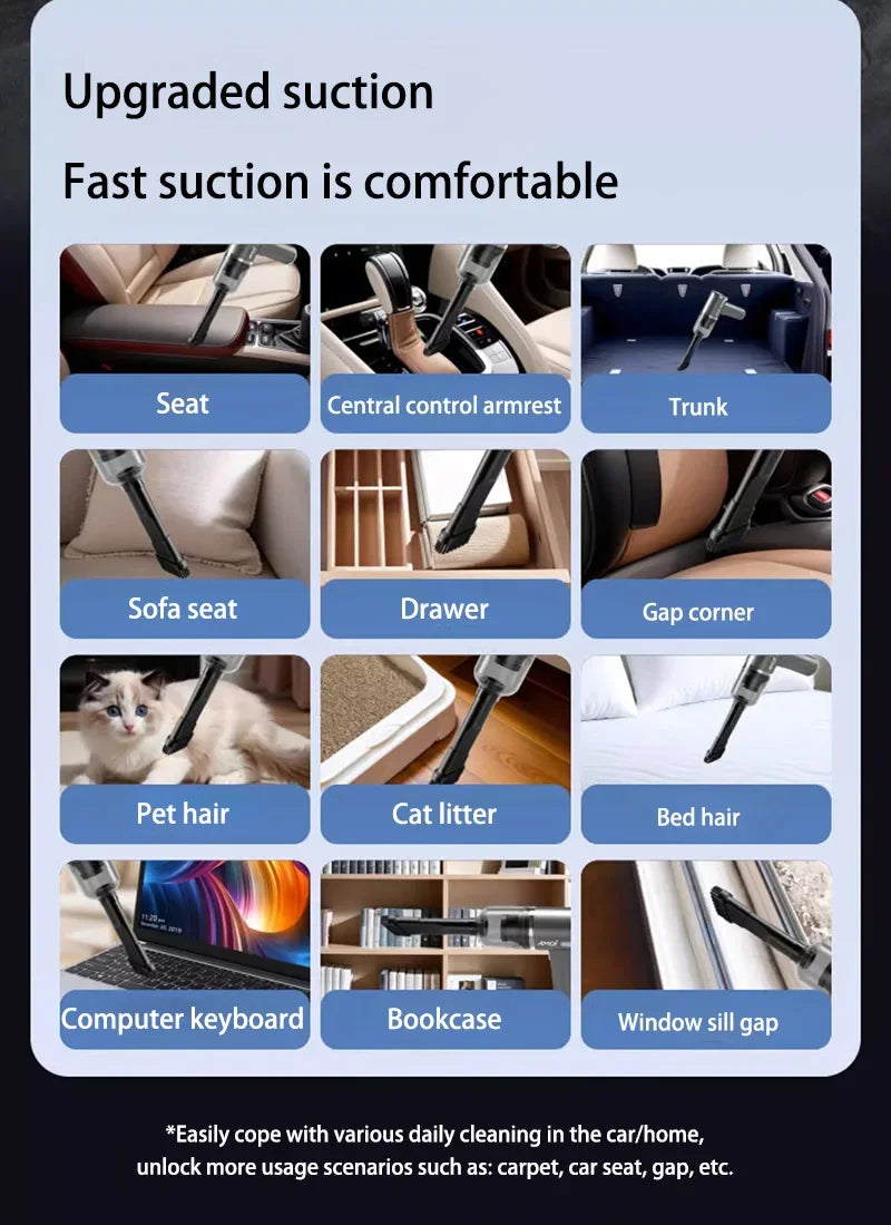 Xiaomi MIJIA 4 in 1 Car Vacuum Cleaner 2990000pa Powerful Handheld Clean Machine Wireless Portable Vacuum Clean Home Appliance