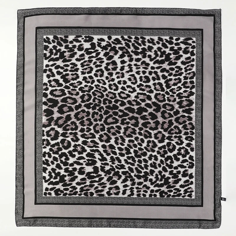70CM Silk Feeling Square Scarf Women Leopard Print Neckerchief Hair Band Foulard Bandana Echarpe Tie Shawl Wraps Luxury Brand