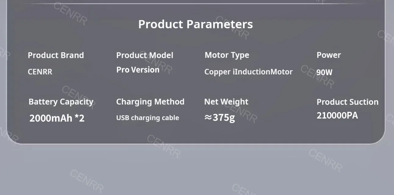 CENRR Car Vacuum Cleaner High Suction 210000PA Wireless Vacuum Cleaner Cordless Vacuum Cleaner High Pressure Cleaning Machine
