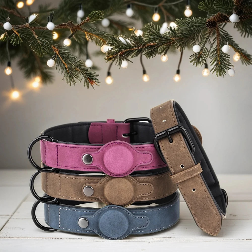 GPS Tracker Dog Collar High Quality Leather Pet Collars Anti-lost Tag Collar Adjustable for Small Medium Dogs Accessories