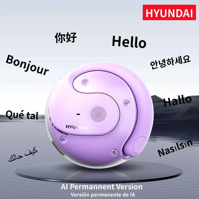 HYUNDAI HY-T26 AI Real Time Translator Earbuds 98% Accuracy Wireless BT Translation Earphones for Travel Business Learning
