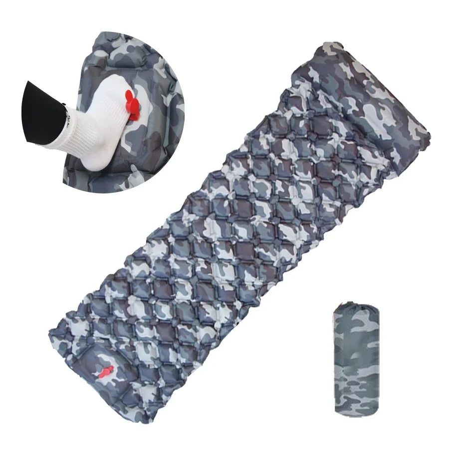 Outdoor Sleeping Pad Camping Inflatable Mattress Built-in Pump Ultralight Air Cushion Travel Mat With Headrest For Travel Hiking