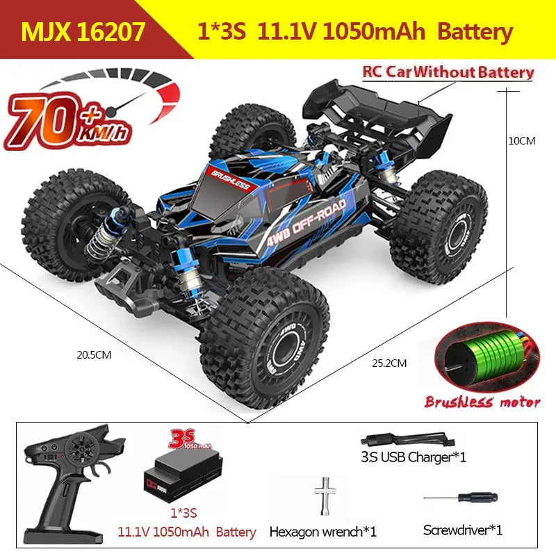 Hyper Go MJX 16207 16208 16209 16210 1/16 4WD RC Car 70KM/H Brushless RC Racing Car Remote Control Cars Off-Road Truck Toys