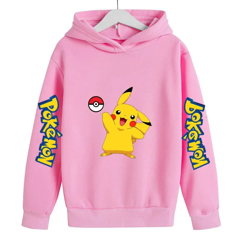2024 Pokémon Pikachu Hoodies Sportwear Outdoor Sports Hooded Sports Shirt Casual Street Sweater Boys and Girls Birthday Gift